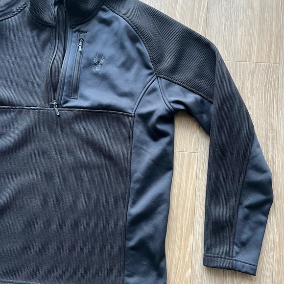 Spyder Men's 1/4 Quarter Zip Outbound Jacket Pullover Sweater Black blue Size XL - Picture 2 of 5